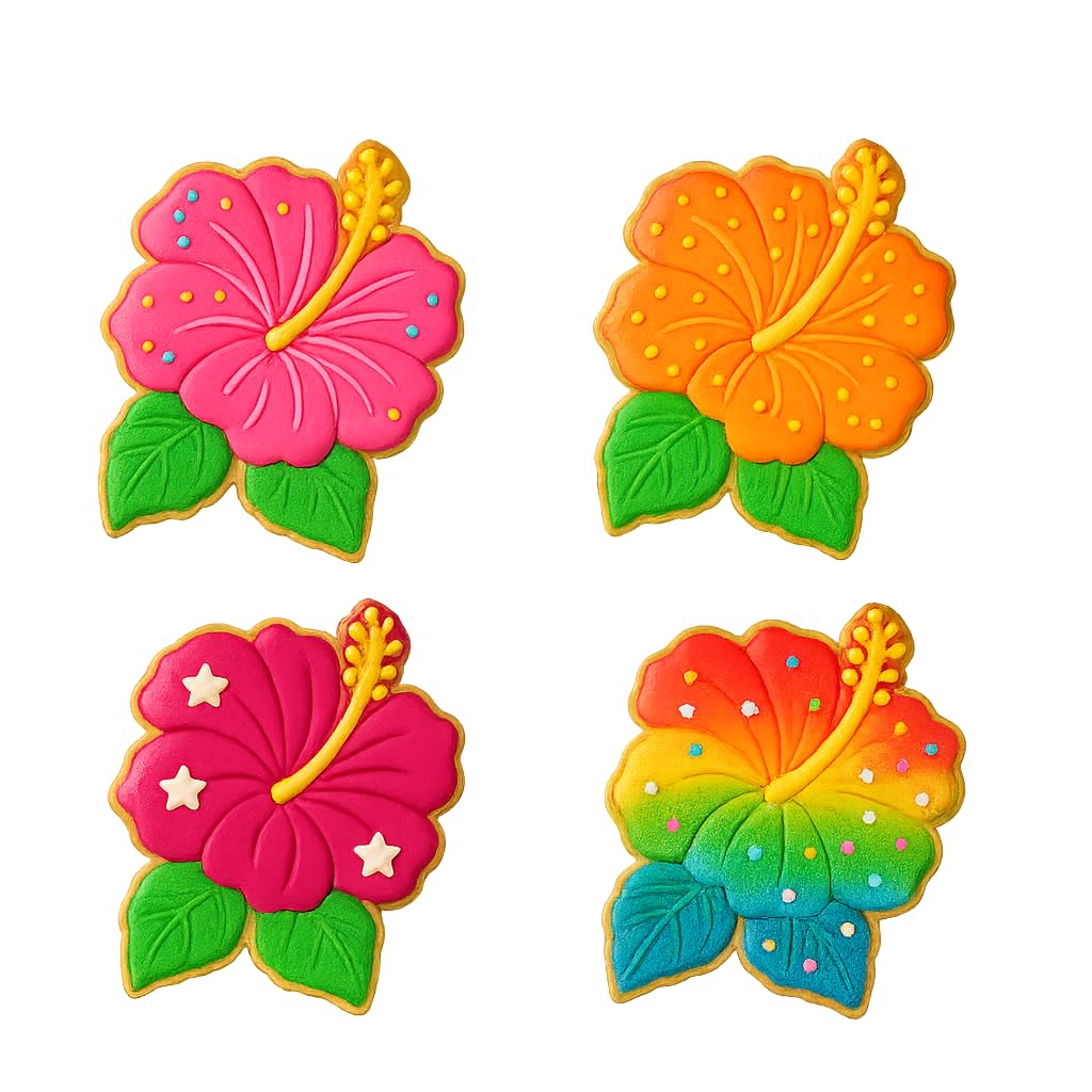 Hibiscus Flower Cookie Cutter & Stamp 4x3.2" for Baking Fondant Clay Embosser