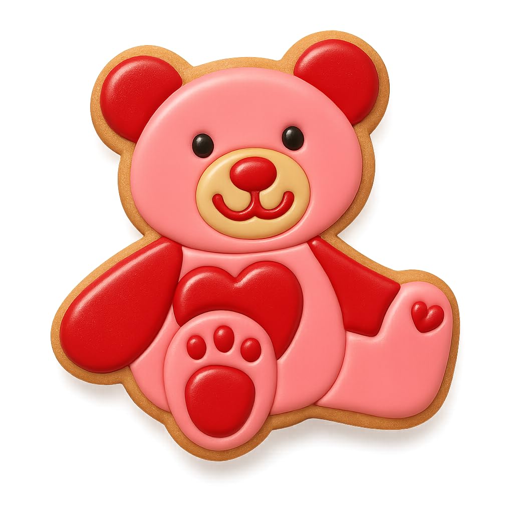 Adorable Teddy Bear Cookie Cutter & Stamp Set - 4" Tall (Random Color)