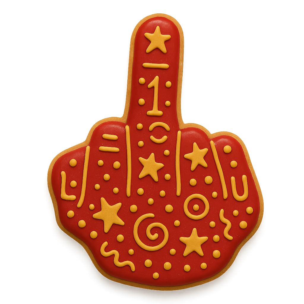 Detailed Middle Finger Gesture Cookie Cutter and Stamp Set - Embossed Design, Bold and Hilarious, 4 Inches Tall (Random Colors)