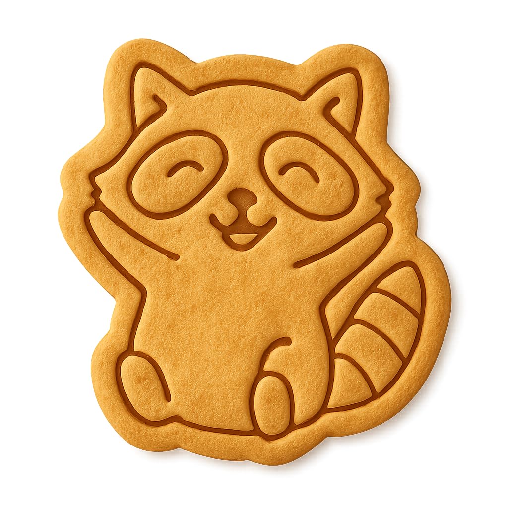 Joyful Raccoon Cookie Cutter - 4x3.5" Fun Kitchen Baking Design