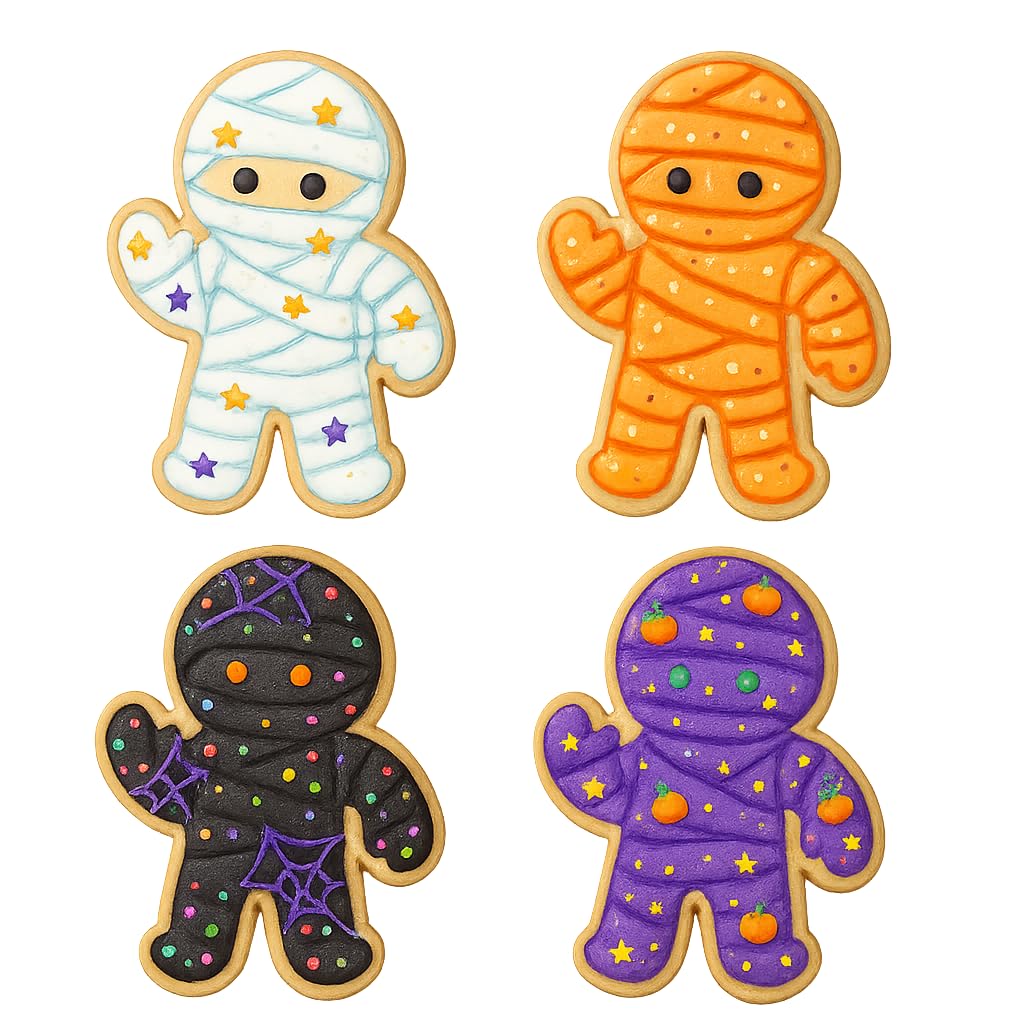 Mighty Gadget Mummy Man Cookie Cutter & Stamp - 4x2.8" Spooky Fun for Halloween Baking (Random Color)
