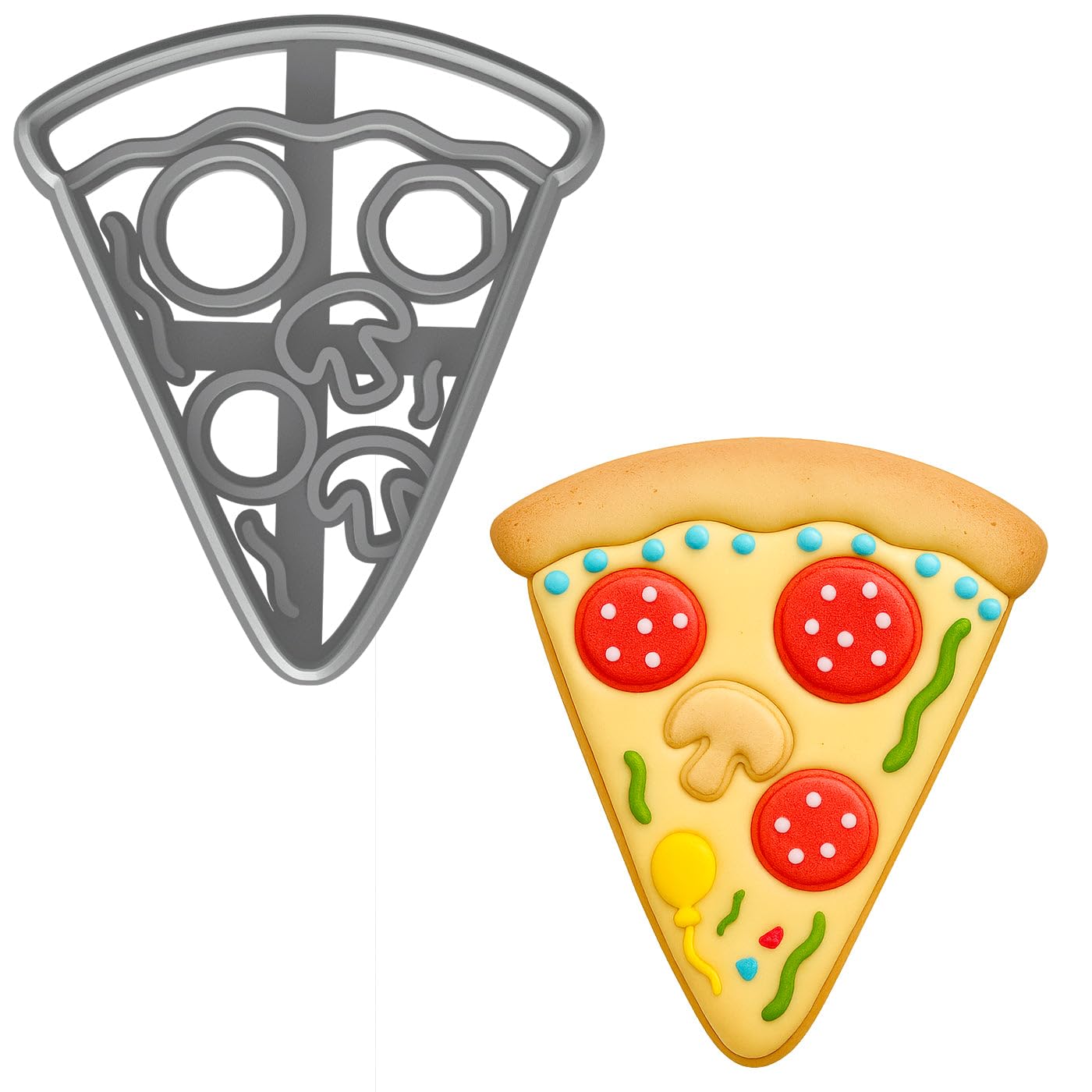 Mighty Gadget Pizza Slice Cookie Cutter & Stamp - 4x3.49" Pizza Lovers Baking Tool (Random Color)