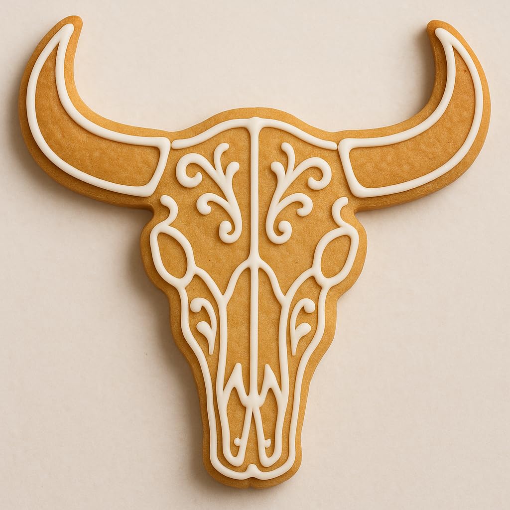 Western Cattle Skull Cookie Cutter & Stamp 4x3.9" for Baking & Fondant Clay