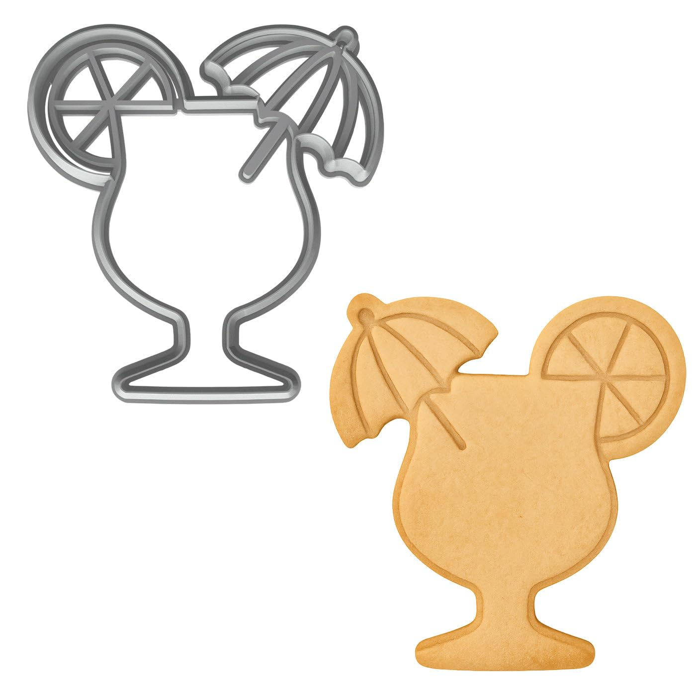 Mighty Gadget Tropical Cocktail Glass Cookie Cutter & Stamp - 4x3.78" Summer Drink Shape for Party Cookies & Fondant (Random Color)