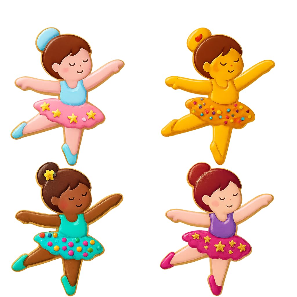 Mighty Gadget Ballet Girl Cookie Cutter & Stamp - 4x3.2" Elegant Dancer for Dance-Themed Baking (Random Color)