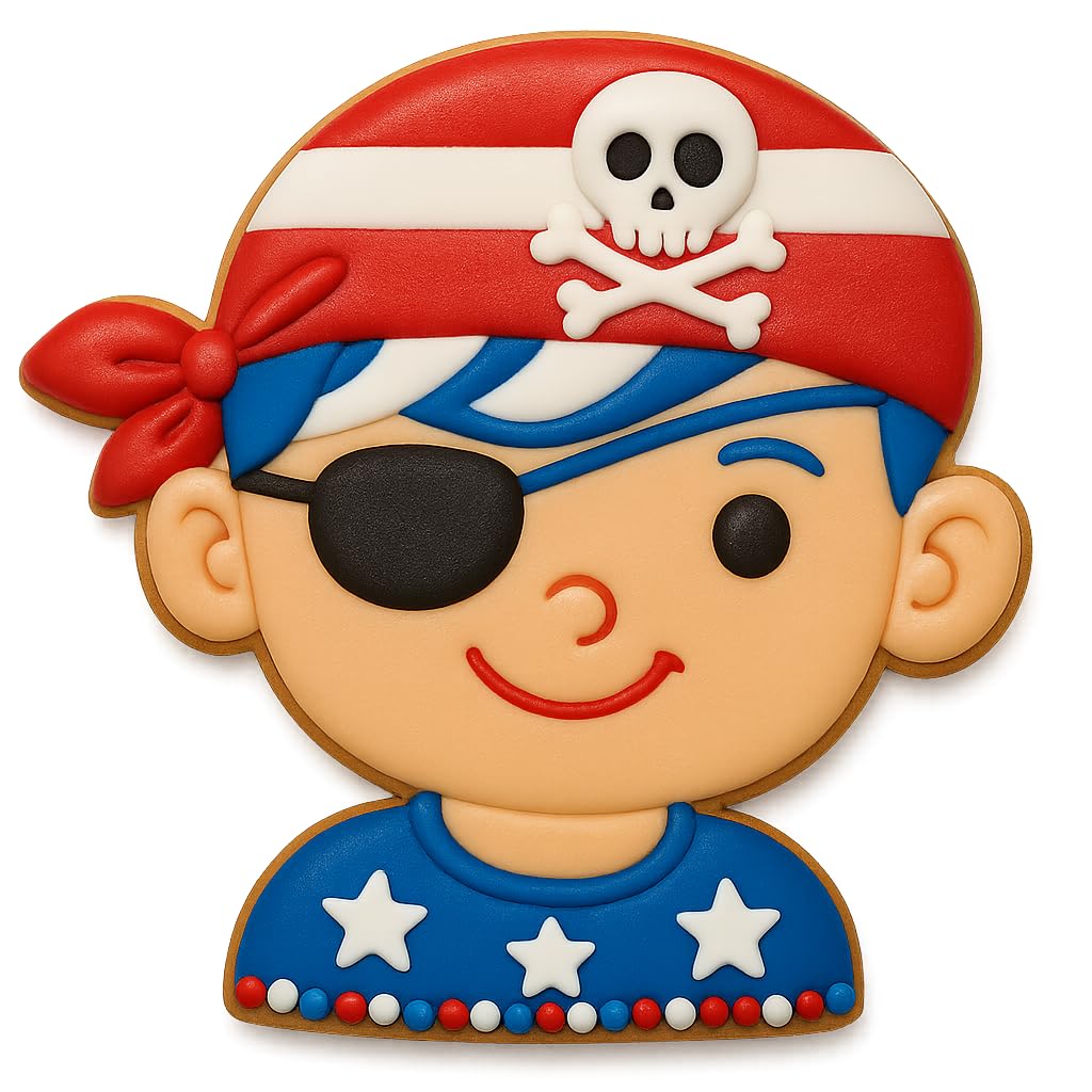 Pirate Boy Cookie Cutter & Stamp Set – 4x3.86" Fun Pirate Head Design for Kids' Party Baking (Random Color)