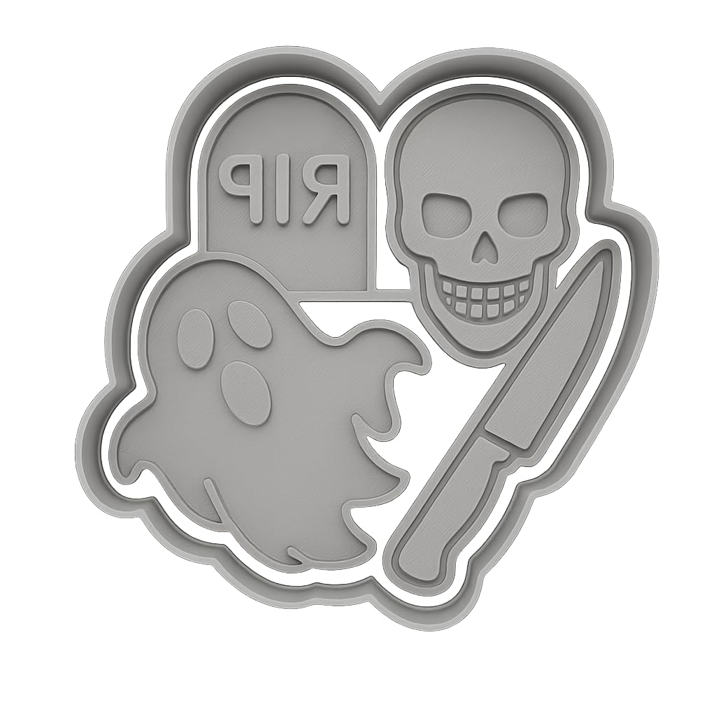 Mighty Gadget Spooky Graveyard Scene Cookie Cutter & Stamp - 4x3.5" Perfect for Halloween Treats (Random Color)