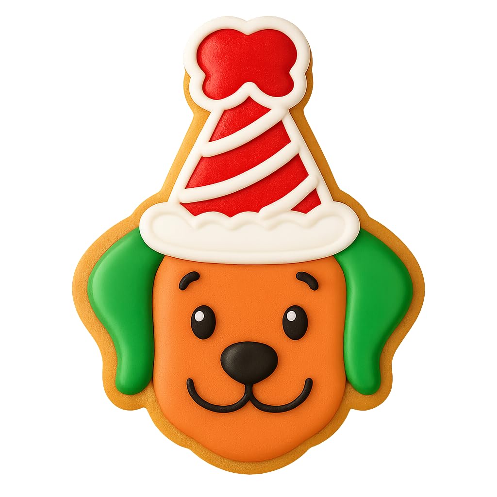Kawaii Dog Birthday Hat Cookie Cutter - 4x3.13" Fun Party Baking Design