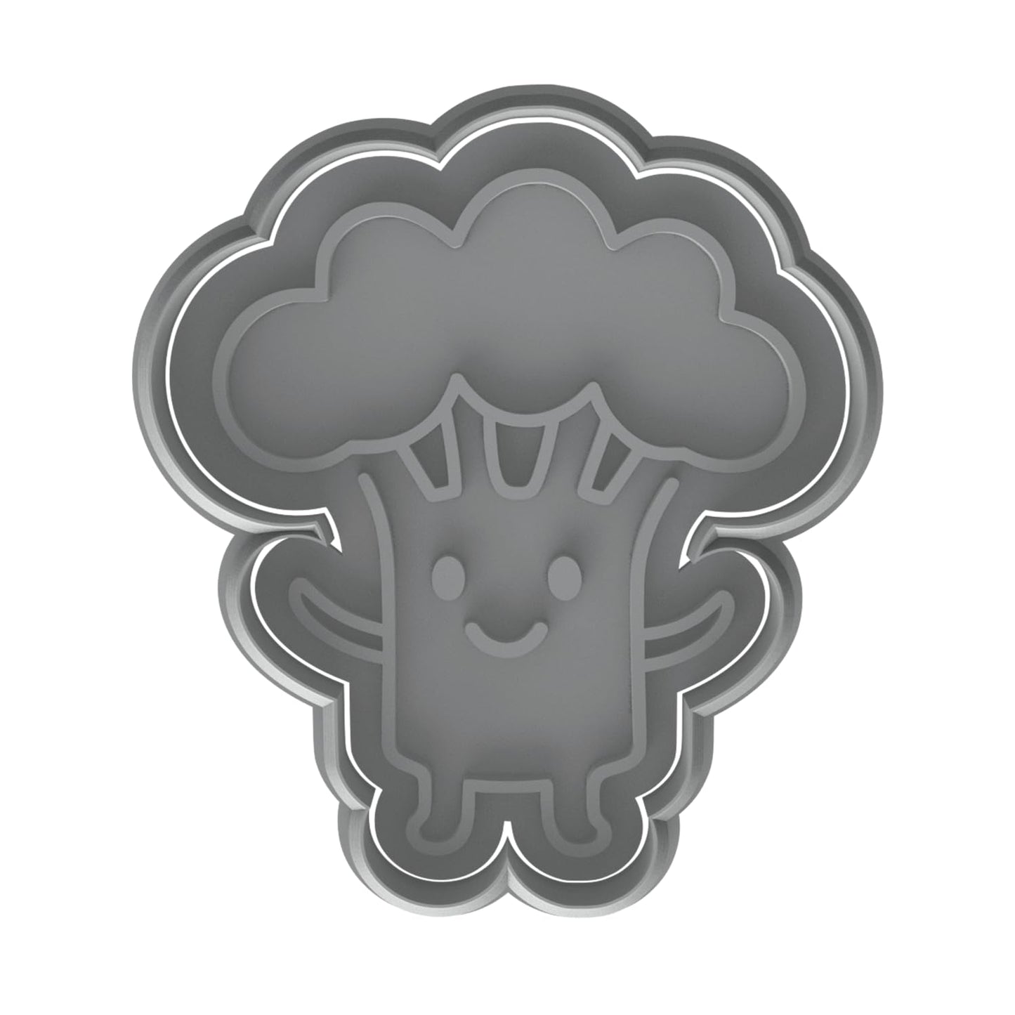 Mighty Gadget Happy Broccoli Buddy Cookie Cutter & Stamp - 4x2.8" Fun Shape for Kids Baking Party (Random Color)