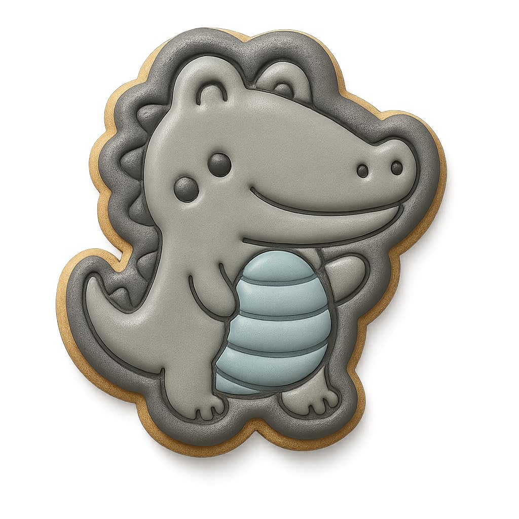 Kawaii Crocodile Cookie Cutter - 4x3.66" Fun Kids Baking Design