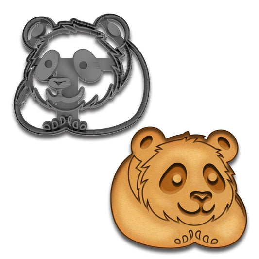 Panda Cookie Cutter & Stamp 4x3.56" for Baking Fondant Clay Embosser Gifts