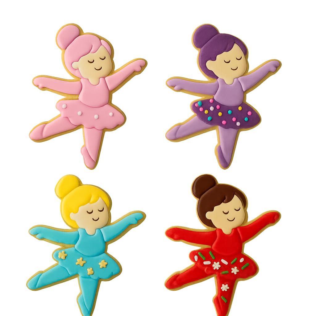 Mighty Gadget Ballet Girl Cookie Cutter & Stamp - 4x3.2" Elegant Dancer for Dance-Themed Baking (Random Color)