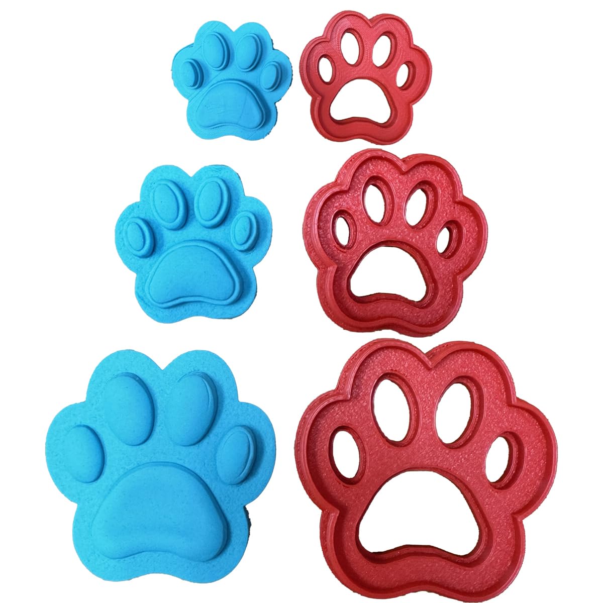 3 Pack of Adorable Dog Paw Shapes Cookie Cutter Set in 1.75”, 2.75", & 3.75" Sizes - Hand Made in the USA by Mighty Gadget