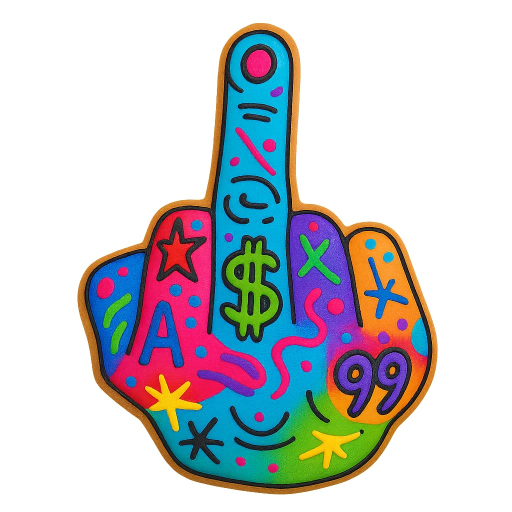 Detailed Middle Finger Gesture Cookie Cutter and Stamp Set - Embossed Design, Bold and Hilarious, 4 Inches Tall (Random Colors)