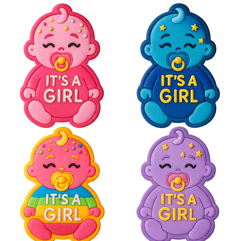 Mighty Gadget Baby Girl with Pacifier Cookie Cutter & Stamp - 4x2.5" Celebratory Design for Baby Showers (Random Color)