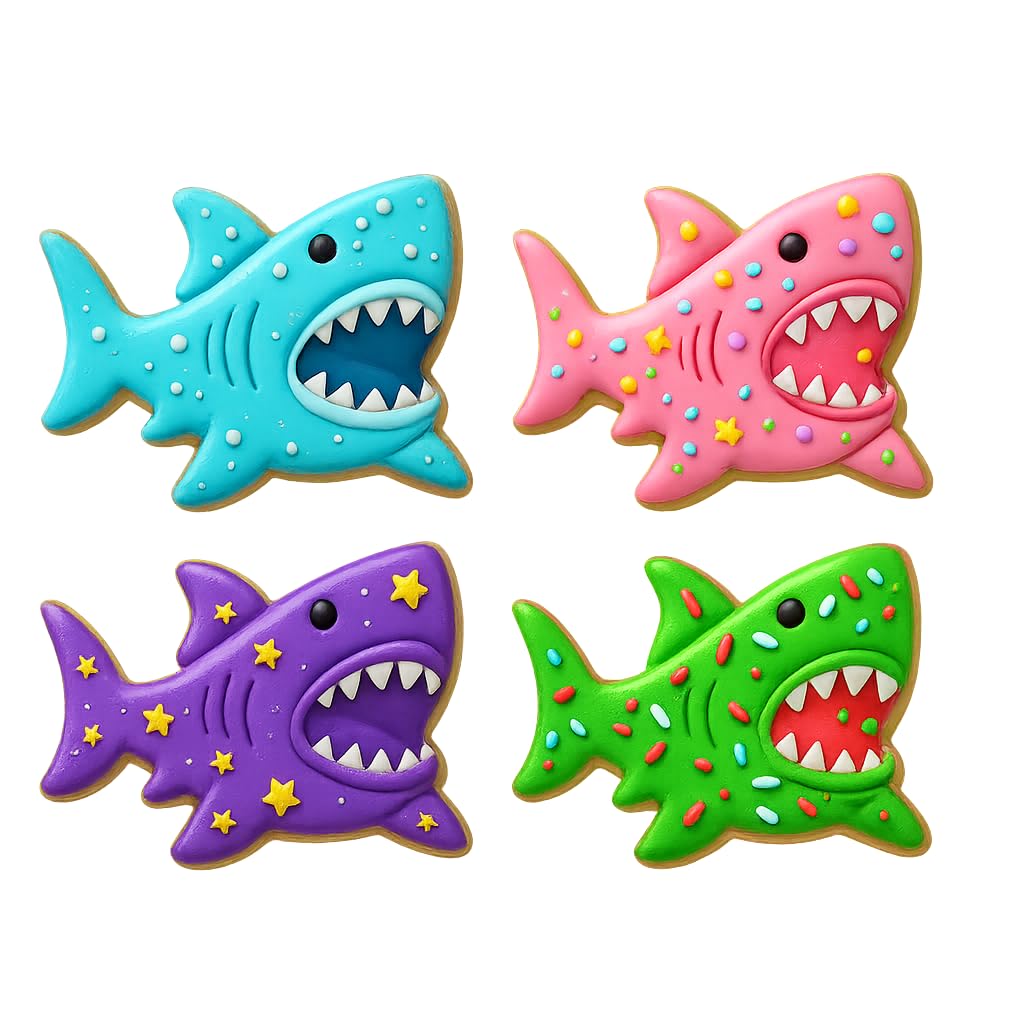 Mighty Gadget Shark Attack Cookie Cutter & Stamp - 4x2.5" Exciting Crafting for Shark Week Desserts (Random Color)