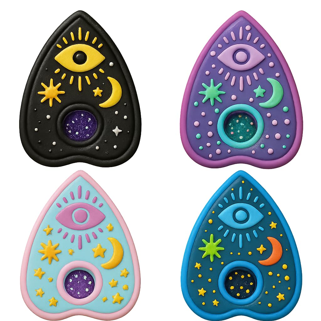 Mighty Gadget Planchette with Evil Eye Cookie Cutter & Stamp - 4x2.5" Mysterious Design for Occult Baking (Random Color)