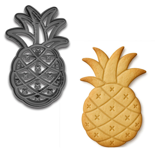 Pineapple Cookie Cutter & Stamp 4x2.4" for Baking & Fondant Clay Embosser Gifts