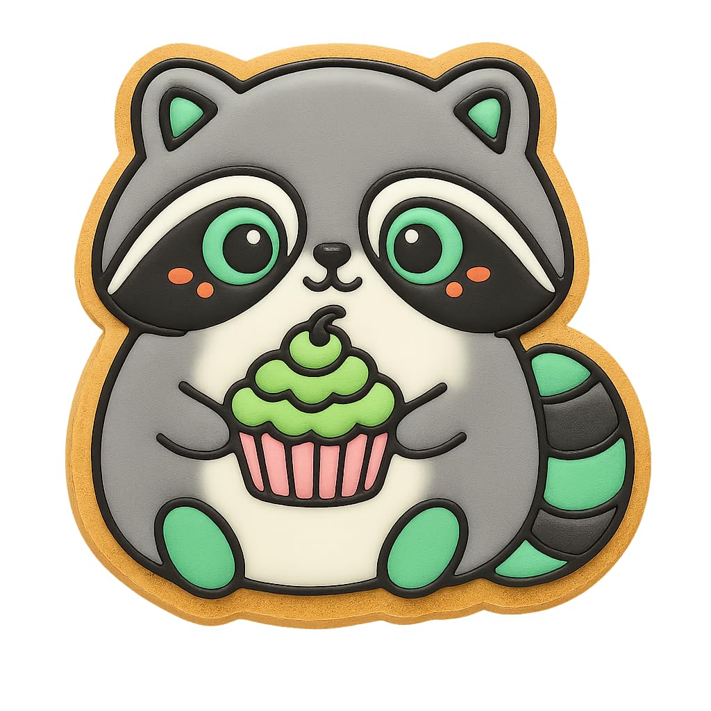Kawaii Raccoon Cupcake Cookie Cutter - 4x3.8" Fun Kids Party Baking