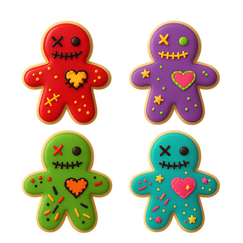 Mighty Gadget Voodoo Gingerbread Man Cookie Cutter & Stamp - 4x3.2" Unique Design for Halloween Baking (Random Color)