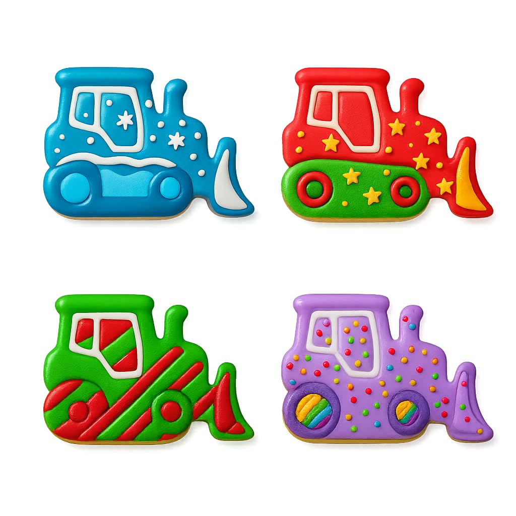Mighty Gadget Construction Bulldozer Cookie Cutter & Stamp - 4x2.67" Fun Shape for Kids' Baking Projects (Random Color)