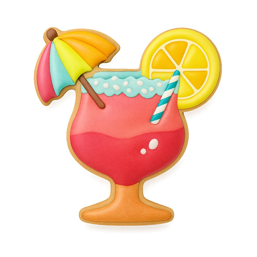 Mighty Gadget Tropical Cocktail Glass Cookie Cutter & Stamp - 4x3.78" Summer Drink Shape for Party Cookies & Fondant (Random Color)