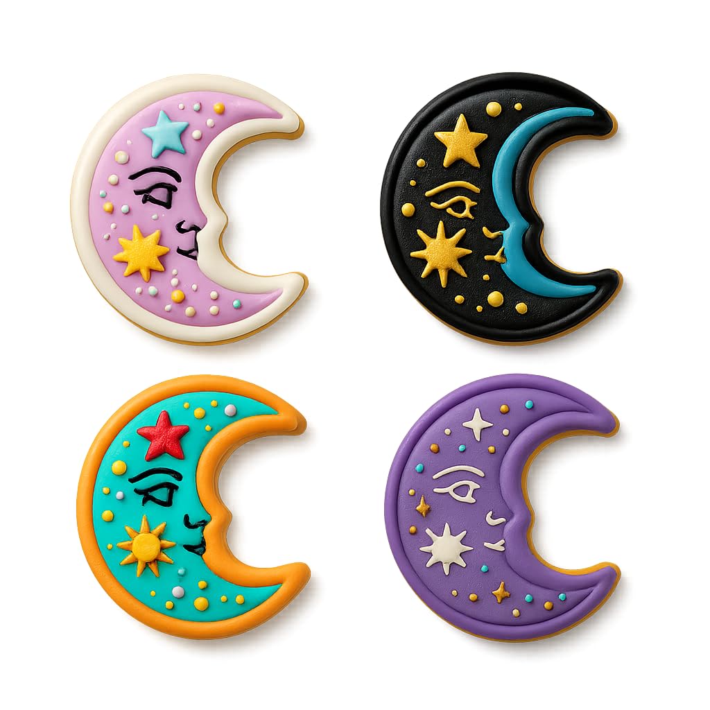 Mighty Gadget Celestial Moon Cookie Cutter & Stamp - 4x2.4" Magical Design for Lunar Themed Baking (Random Color)