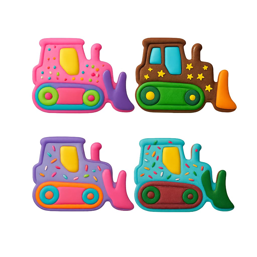 Mighty Gadget Construction Bulldozer Cookie Cutter & Stamp - 4x2.67" Fun Shape for Kids' Baking Projects (Random Color)