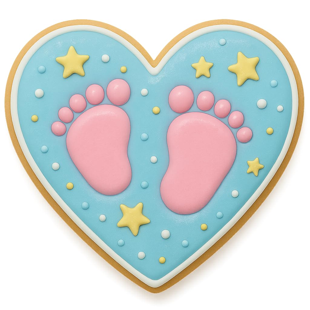 Baby Feet Heart Cookie Cutter & Stamp - 4x3.55 Inches, Newborn & Baby Shower Baking Tool