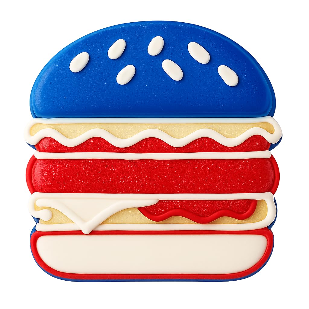 Mighty Gadget Hamburger Cookie Cutter & Stamp - 4x3.79" Burger Lovers Baking Tool (Random Color)