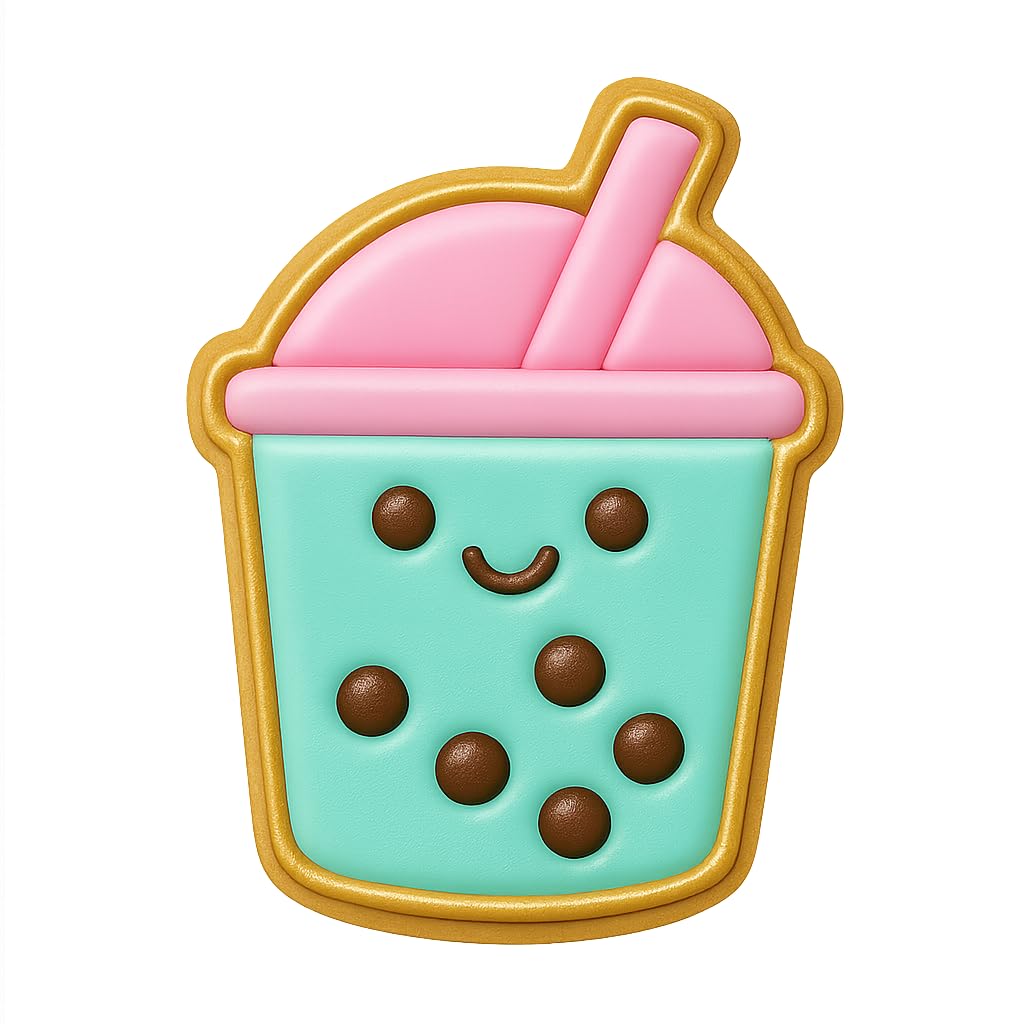 Mighty Gadget Smiley Boba Cookie Cutter & Stamp - 4x2.8" Fun Beverage Shape for Party Treats (Random Color)