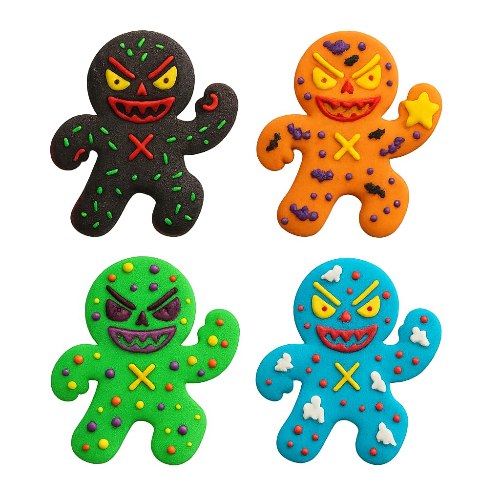 Mighty Gadget Monster Gingerbread Man Cookie Cutter & Stamp - 4x3" Spooky Fun for Halloween Baking (Random Color)