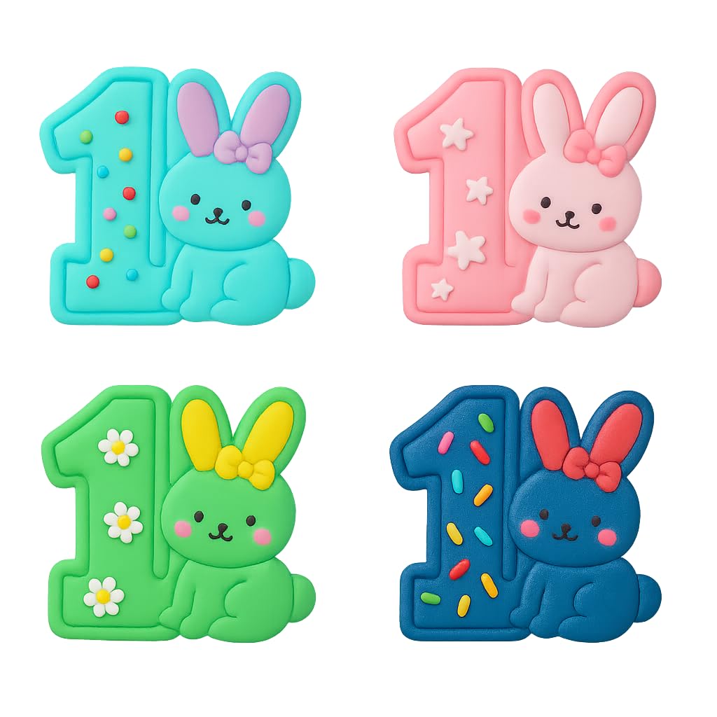 Mighty Gadget 1st Birthday Bunny Cookie Cutter & Stamp - 4x3.8" Sweet Addition for Baby's Special Day (Random Color)