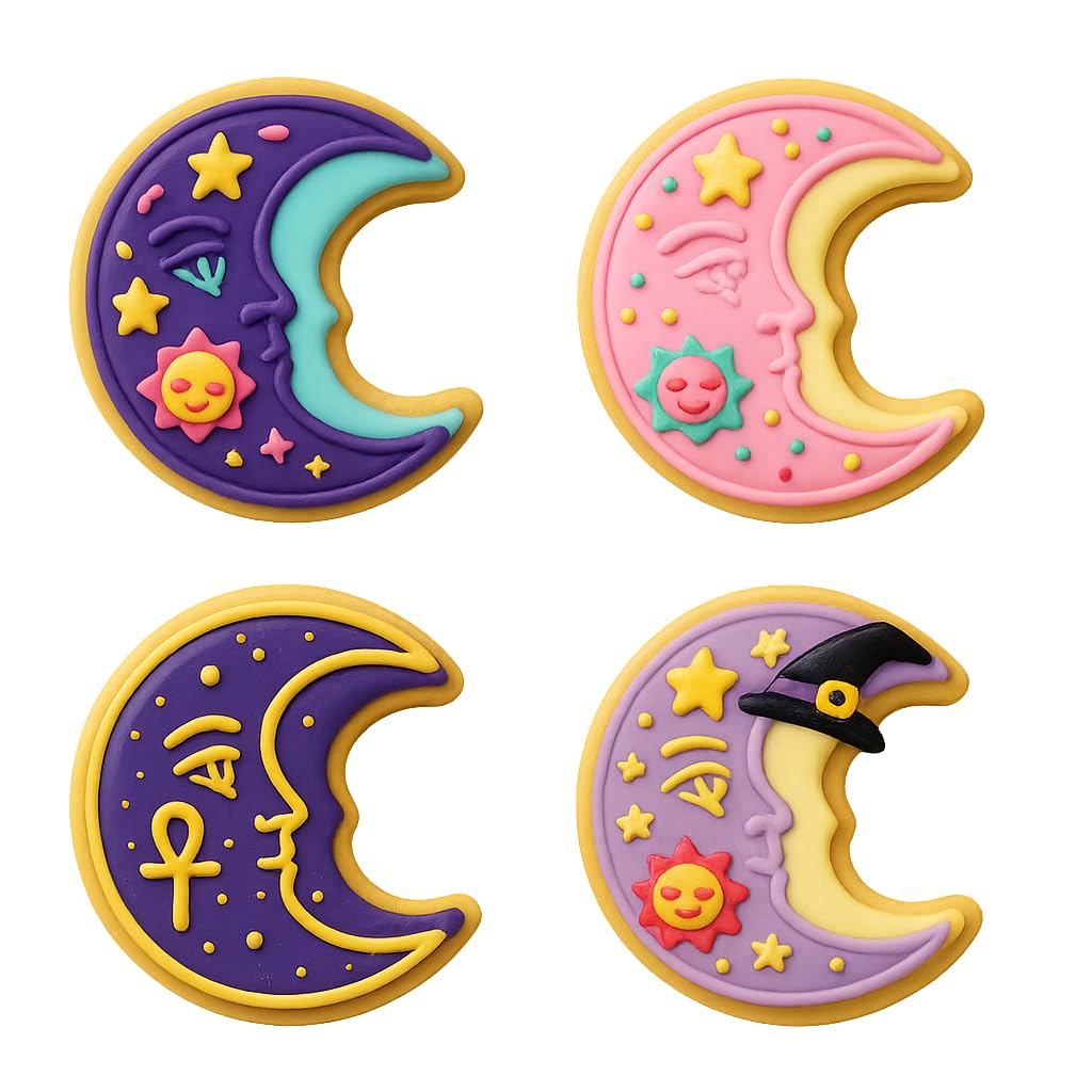 Mighty Gadget Celestial Moon Cookie Cutter & Stamp - 4x2.4" Magical Design for Lunar Themed Baking (Random Color)
