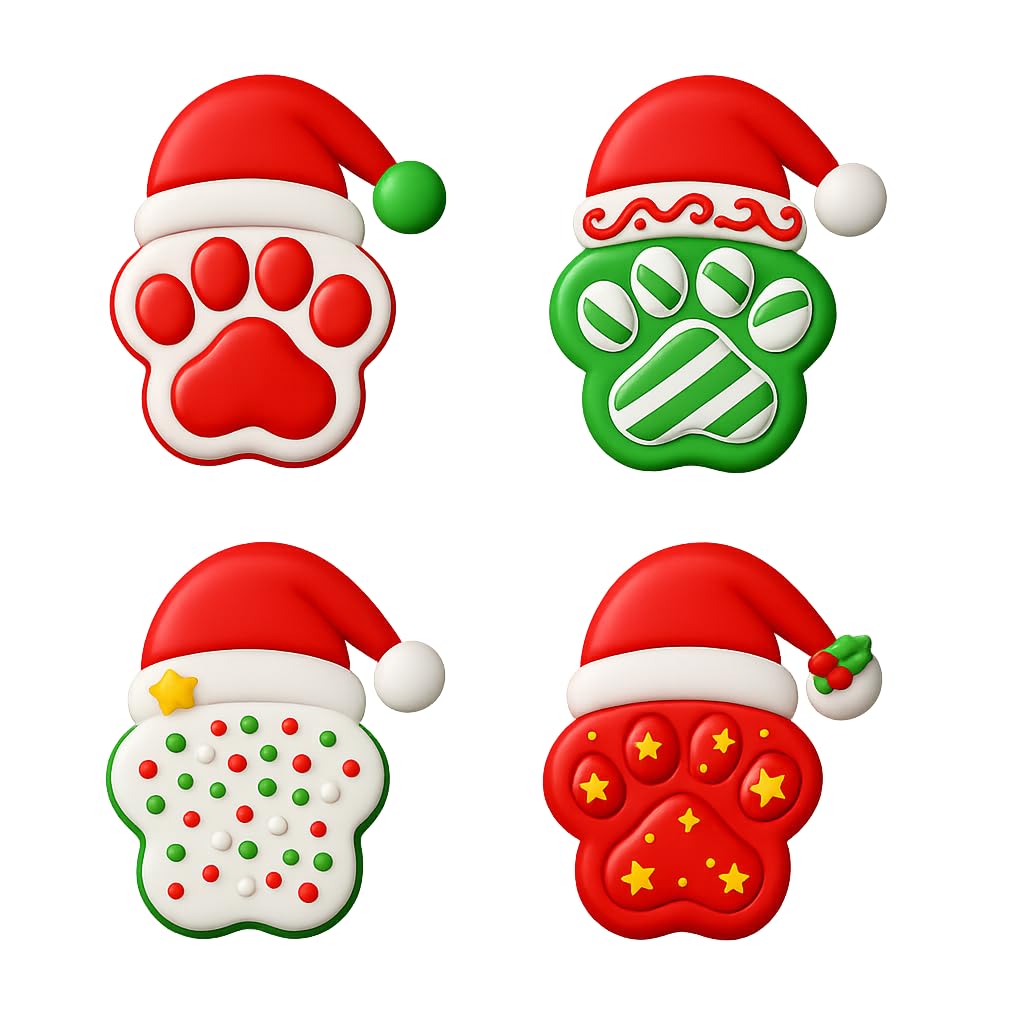 Mighty Gadget Paw with Santa Hat Cookie Cutter & Stamp - 4x3.2" Festive Fun for Holiday Baking (Random Color)