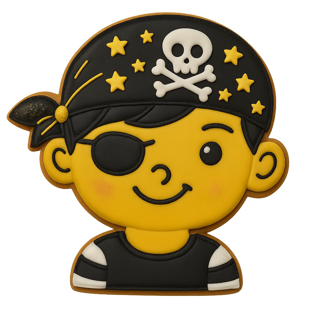 Pirate Boy Cookie Cutter & Stamp Set – 4x3.86" Fun Pirate Head Design for Kids' Party Baking (Random Color)