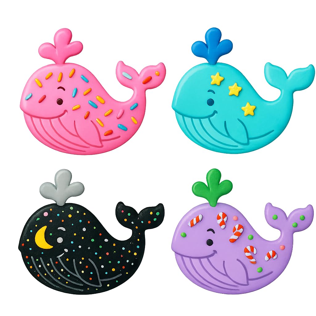 Mighty Gadget Humpback Whale Cookie Cutter & Stamp - 4x2.8" Cute Ocean Theme for Nautical Parties (Random Color)