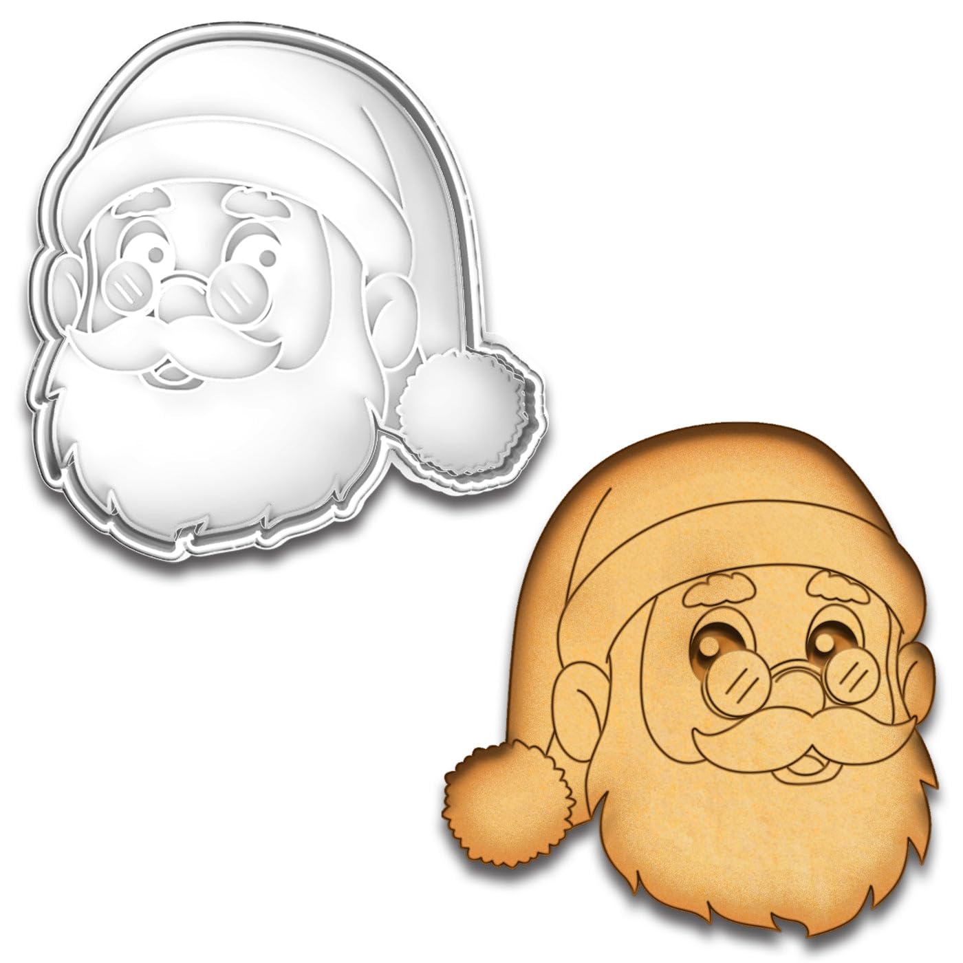 Santa Claus Cookie Cutter & Stamp 4.25x4.1" for Baking Fondant Clay Embosser