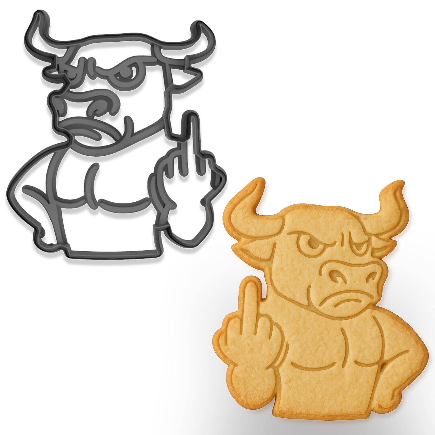 Angry Bull Middle Finger Cookie Cutter 4x3.4" for Baking Fondant Clay Gifts
