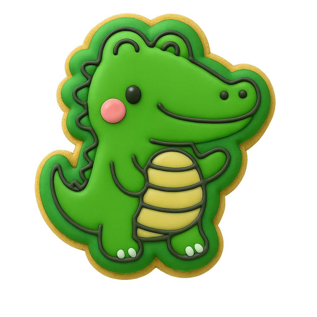 Kawaii Crocodile Cookie Cutter - 4x3.66" Fun Kids Baking Design