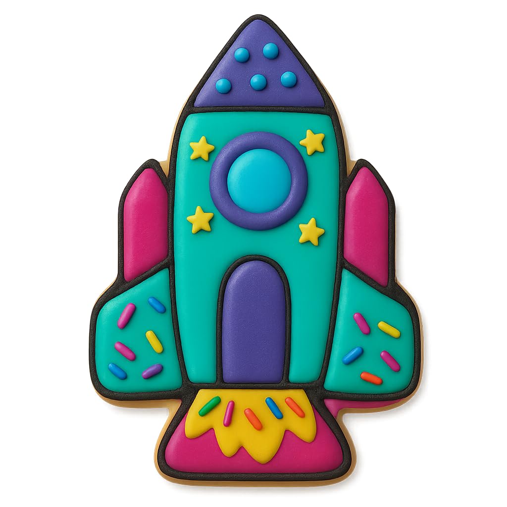 Space Rocket Cookie Cutter & Stamp 4x2.6" for Baking & Fondant Clay Embosser