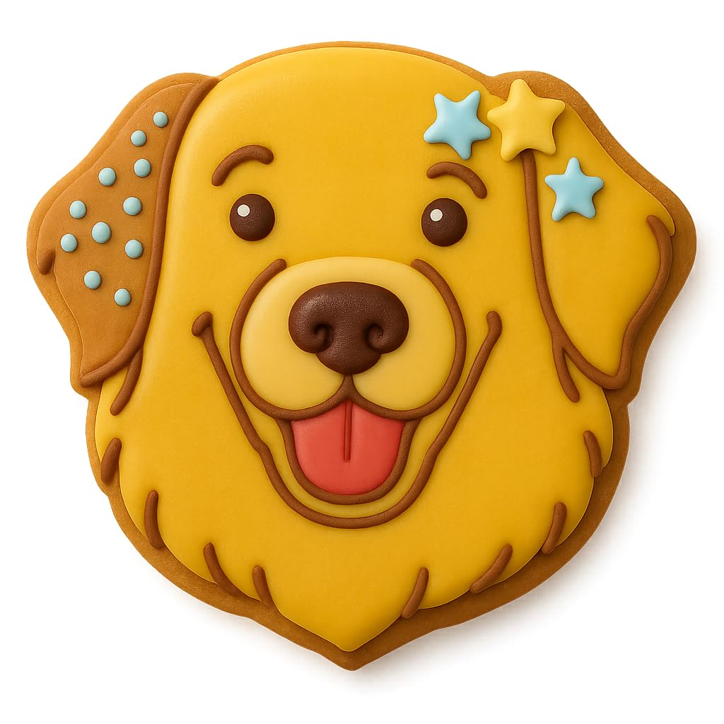 Mighty Gadget Happy Golden Retriever Face Cookie Cutter - 4x3.88", Realistic Pet Cookie Stamp (Random Color)