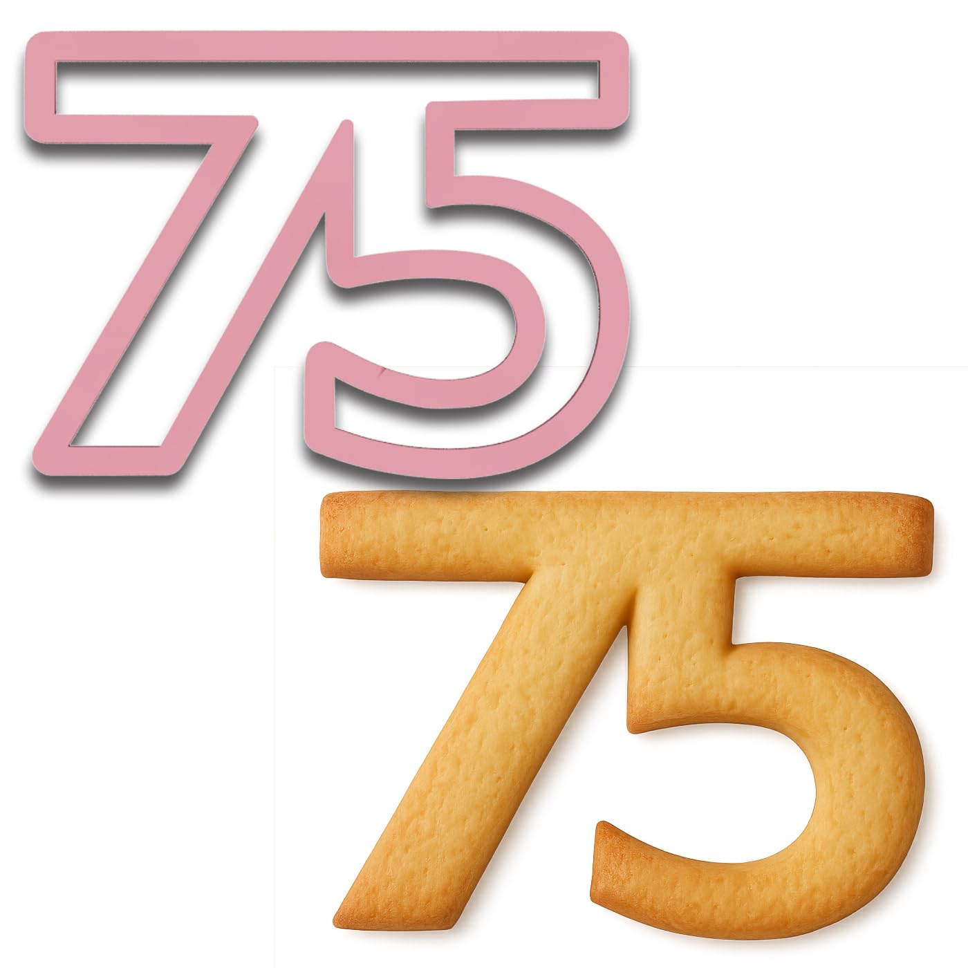 Pink Number 75 Cookie Cutter – 4x3" Baking Mold for 75th Birthdays & Anniversaries (Random Color)
