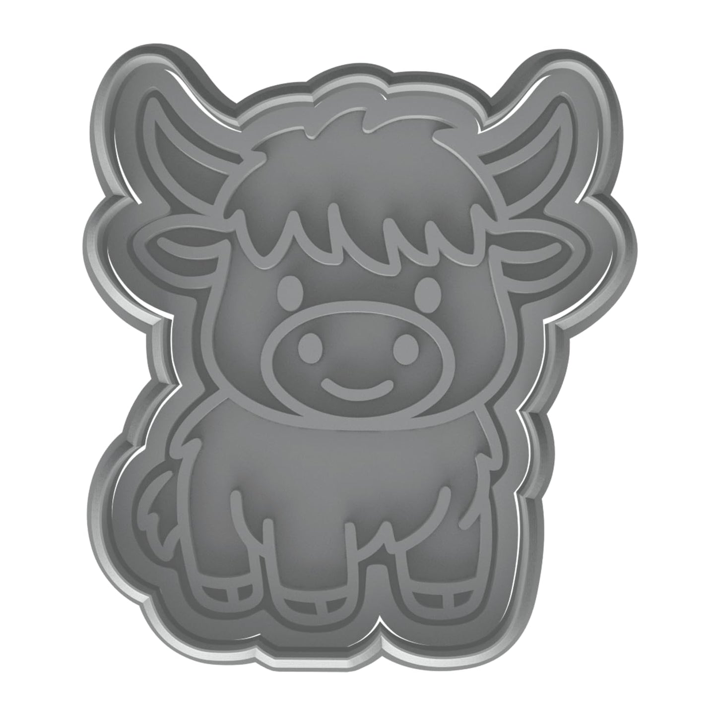 Mighty Gadget Happy Highland Cow Cookie Cutter & Stamp - 4x2.75" Cheerful Design for Joyful Baking (Random Color)