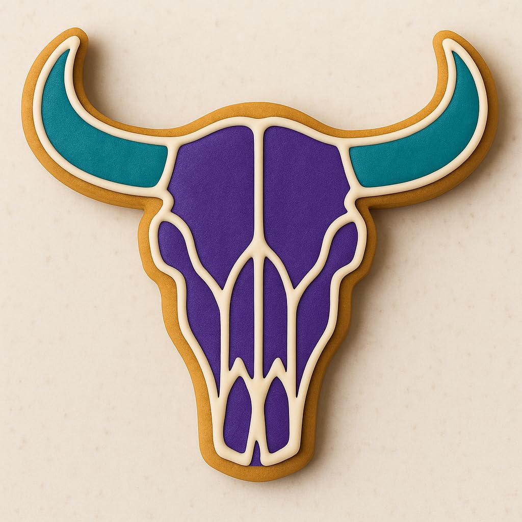 Western Cattle Skull Cookie Cutter & Stamp 4x3.9" for Baking & Fondant Clay