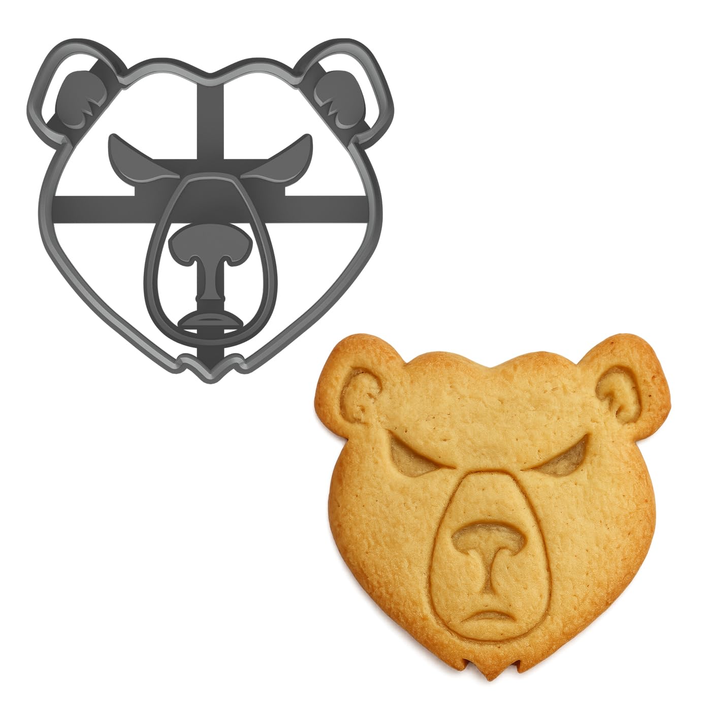 Angry Bear Cookie Cutter & Stamp 4x3.73" for Baking Fondant Clay Embosser Gifts
