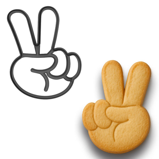 Peace Sign Hand Gesture Cookie Cutter 4x3.1" for Baking & Fondant Clay Gifts