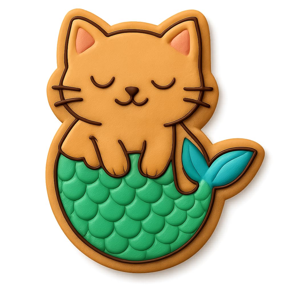 Mermaid Kitten Cookie Cutter - 2.8x4" Fun Baking Party Design