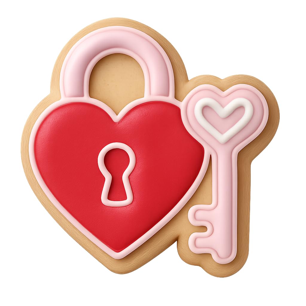 Love Lock and Key Cookie Cutter - 4x3.4" Fun Romantic Baking Set