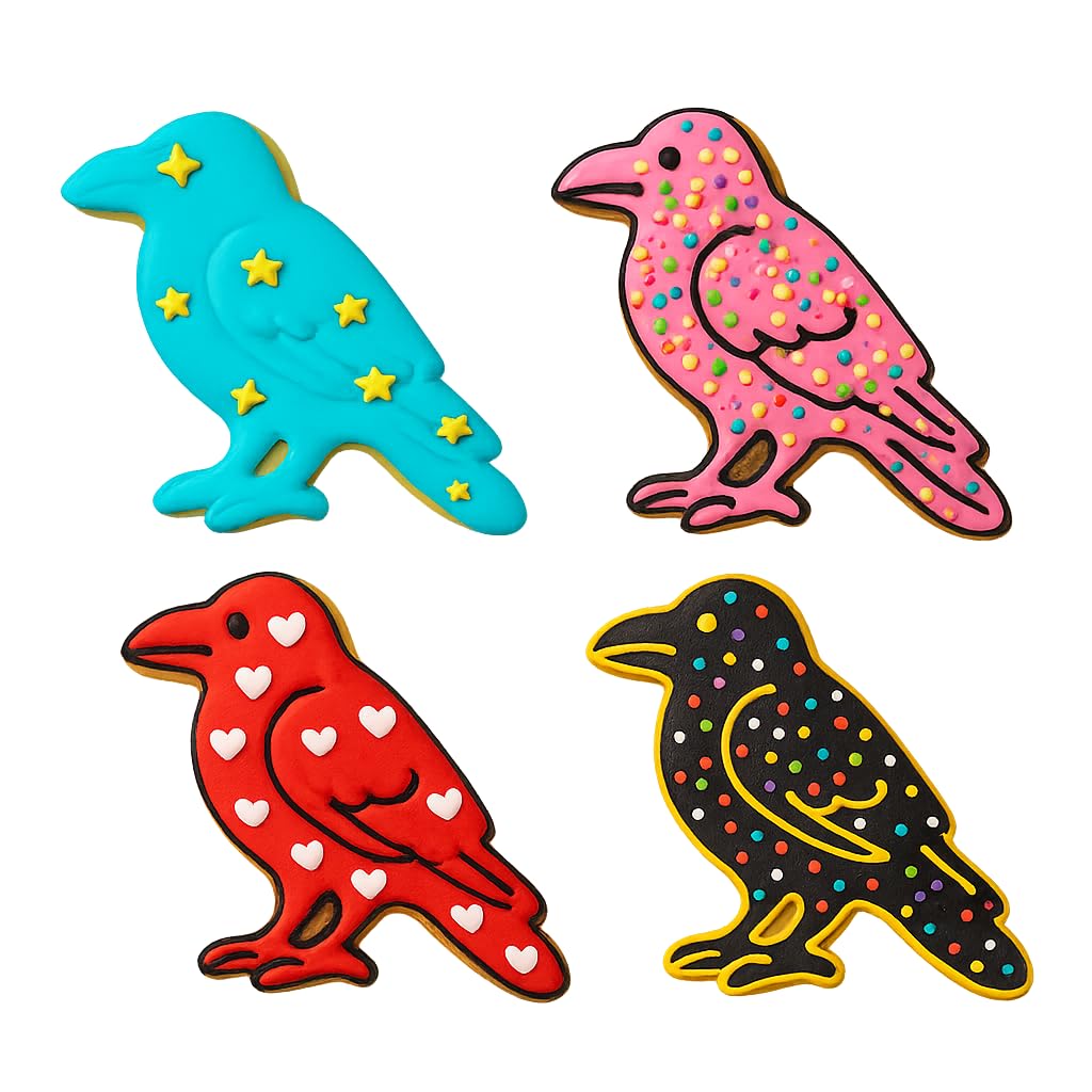 Mighty Gadget Raven Bird Cookie Cutter & Stamp - 4x2.5" Elegant Design for Halloween Treats (Random Color)